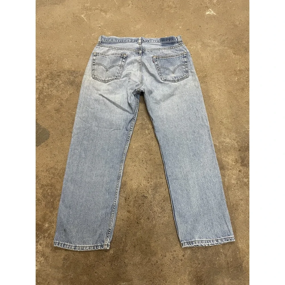 Levis 505 Jeans Mens 36x30 Light Wash Blue Regular Fit‎ Straight Leg Zip Fly